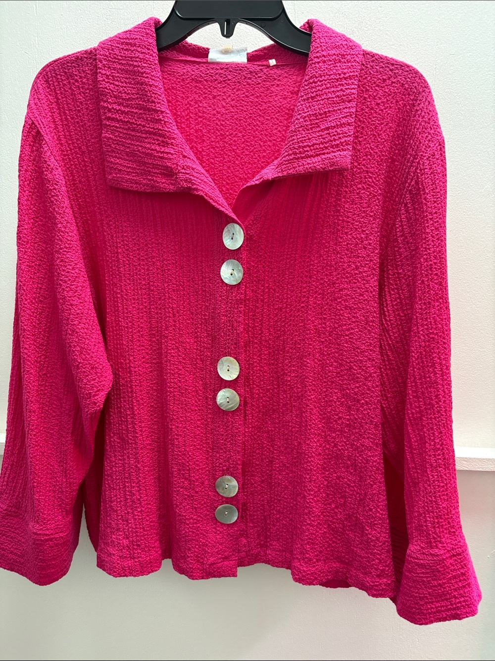 Habitat Fuchsia Button-Front Textured Jacket